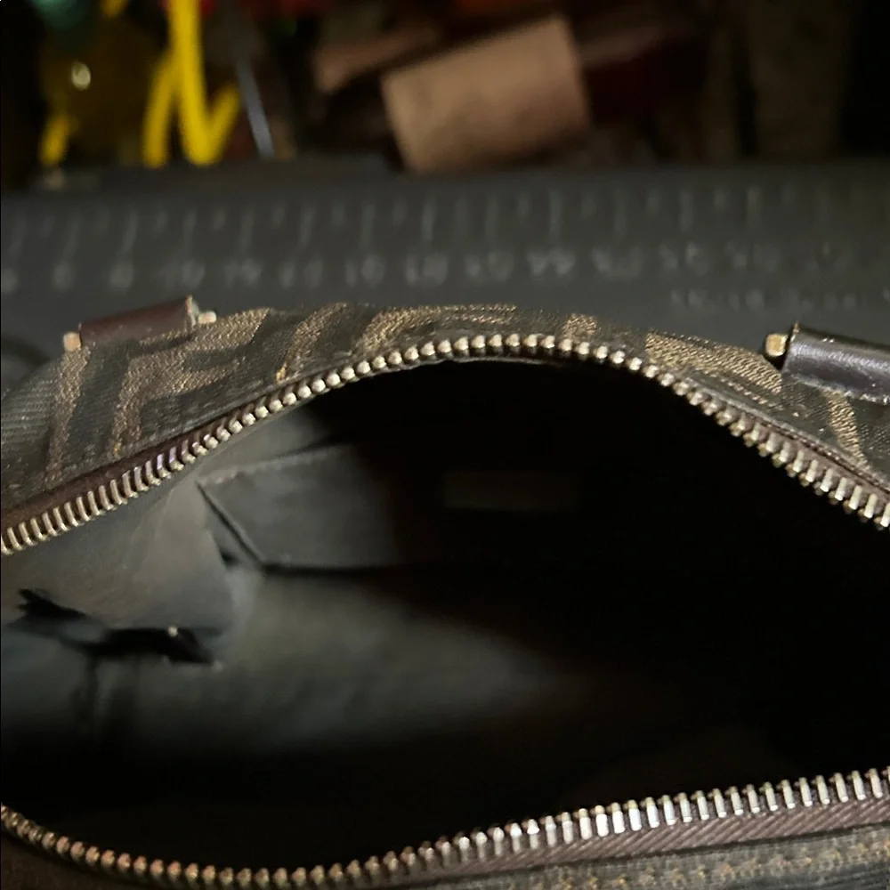 Fendi Zucca Monogram Canvas Handbag in Dark Brown and Black - Picture 5 of 9